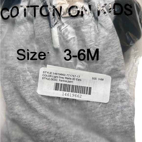 NORDSTROM/COTTON BABY Frankie Pant Light Gray Marle w/3D Ears Unisex 3-6M✨NWT✨ - Picture 9 of 9